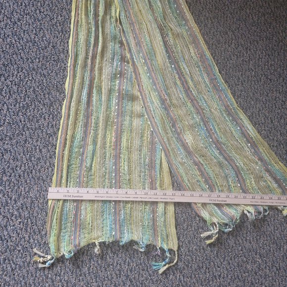 Lightweight Chartreuse Yellow Metallic Scarf - Picture 8 of 10